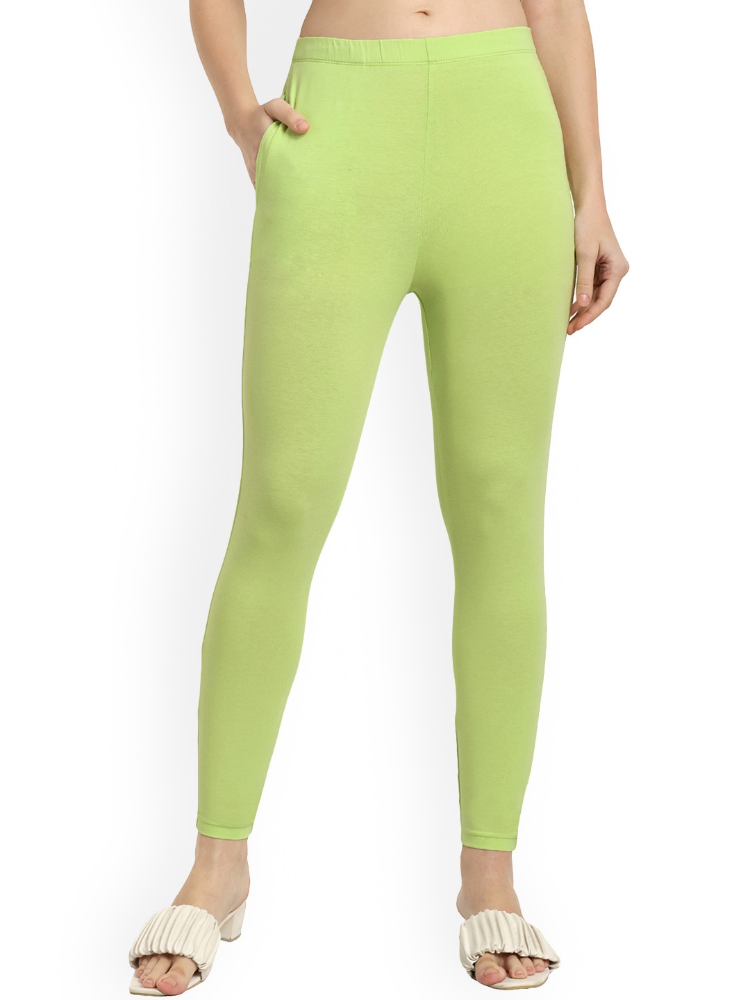 

ONE SKY Ankle Length Slash Pocket Leggings, Green