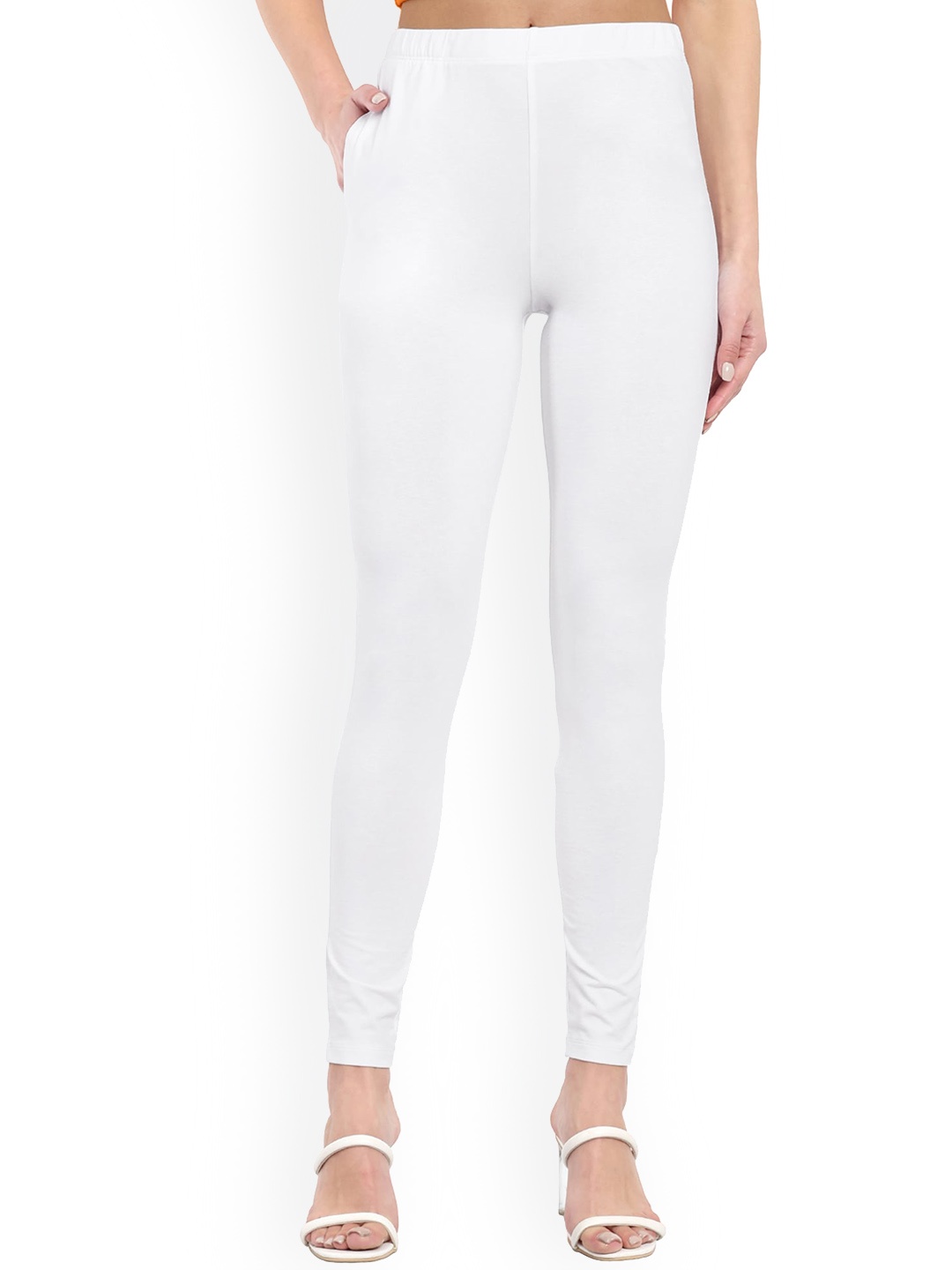 

ONE SKY Ankle Length Slash Pocket Leggings, White