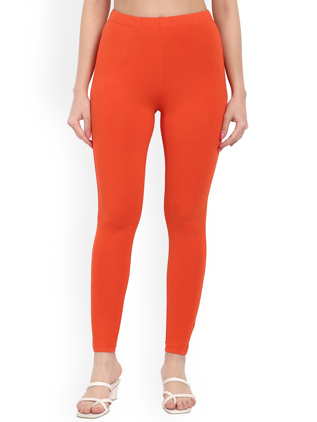 

ONE SKY Ankle Length Slash Pocket Leggings, Orange
