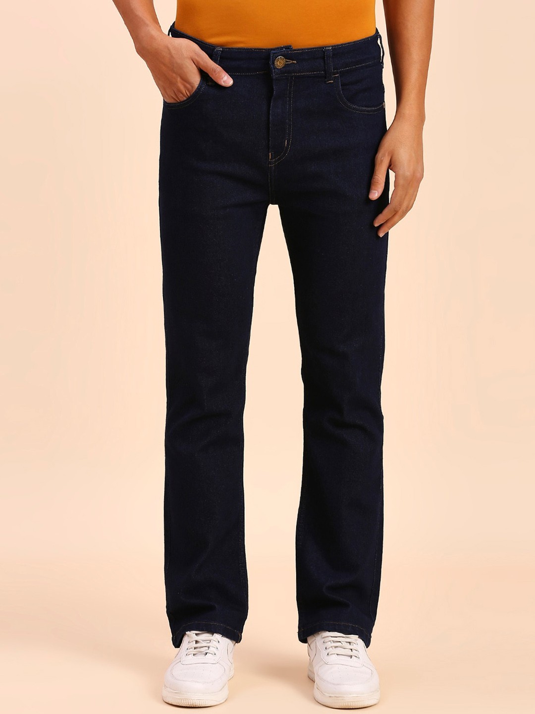 

HJ HASASI Men Bootcut High-Rise Acid Wash Stretchable Jeans, Blue