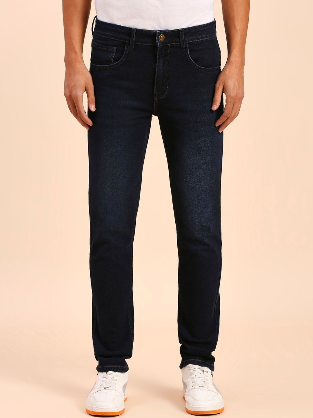 

HJ HASASI Men High-Rise Light Fade Acid Wash Stretchable Jeans, Blue