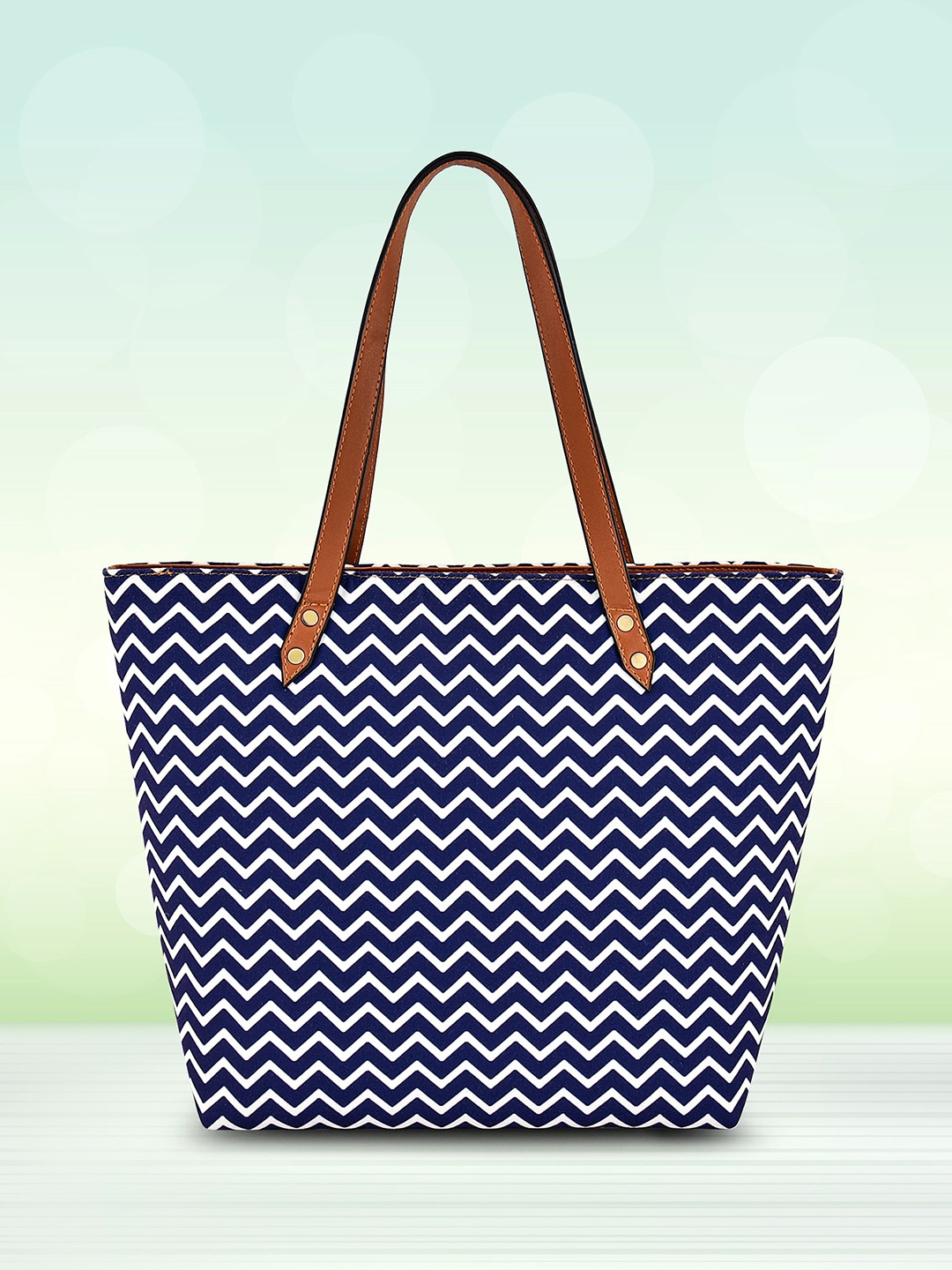 DressBerry Blue Geometric Printed Oversized Shopper Shoulder Bag