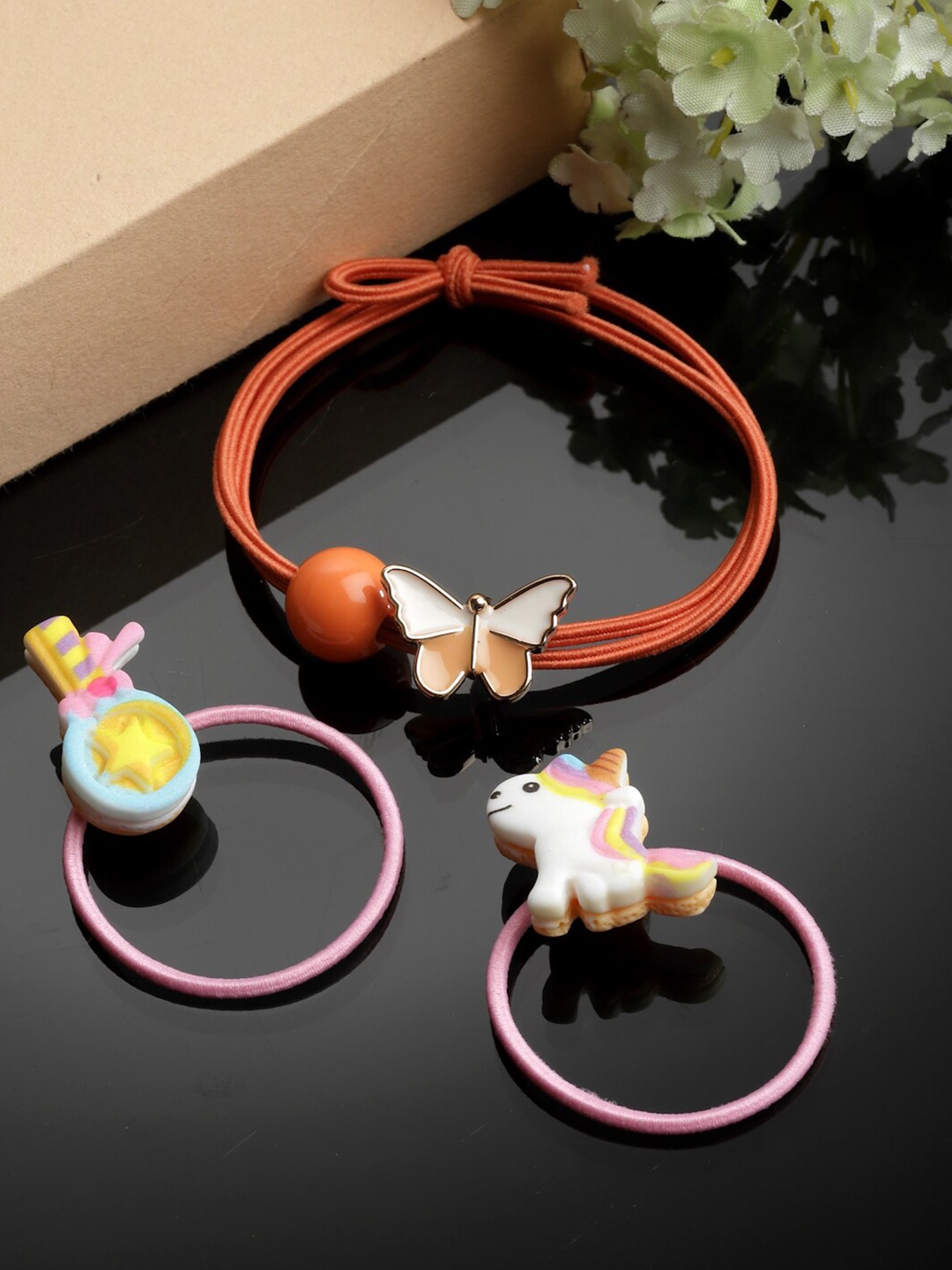 

Stoln Girls Set of 3 Ponytail Holders, Pink