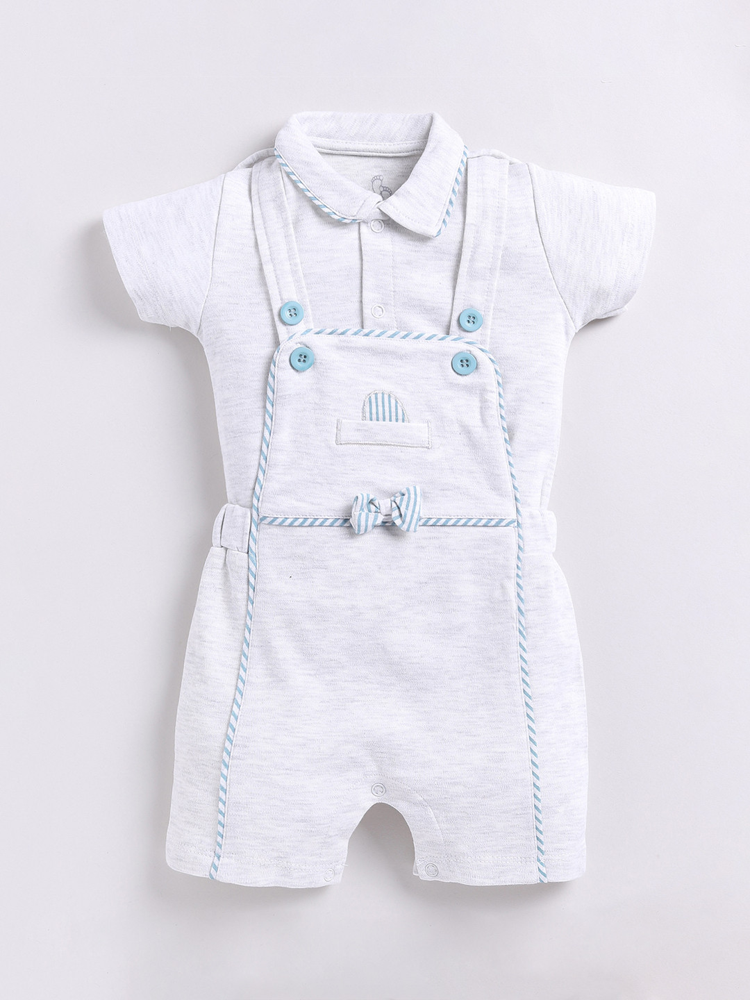 

BABY GO Boys Pure Cotton Dungarees, Grey melange