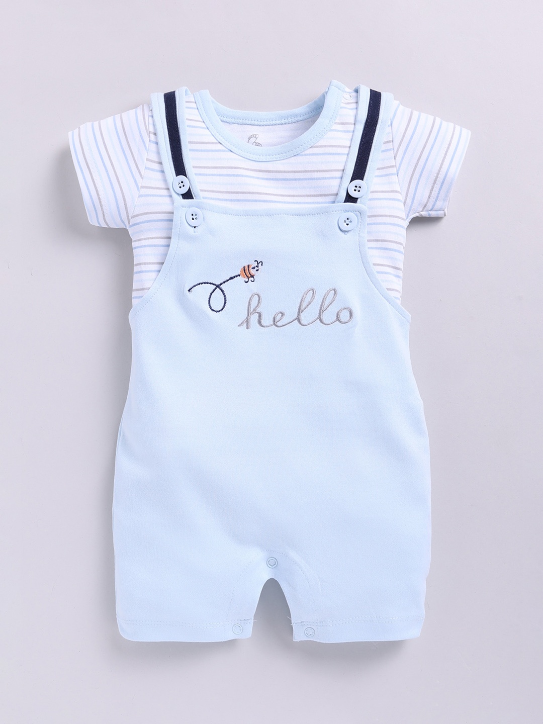 

BABY GO Infant Boys Typography Printed Cotton Dungaree, Blue