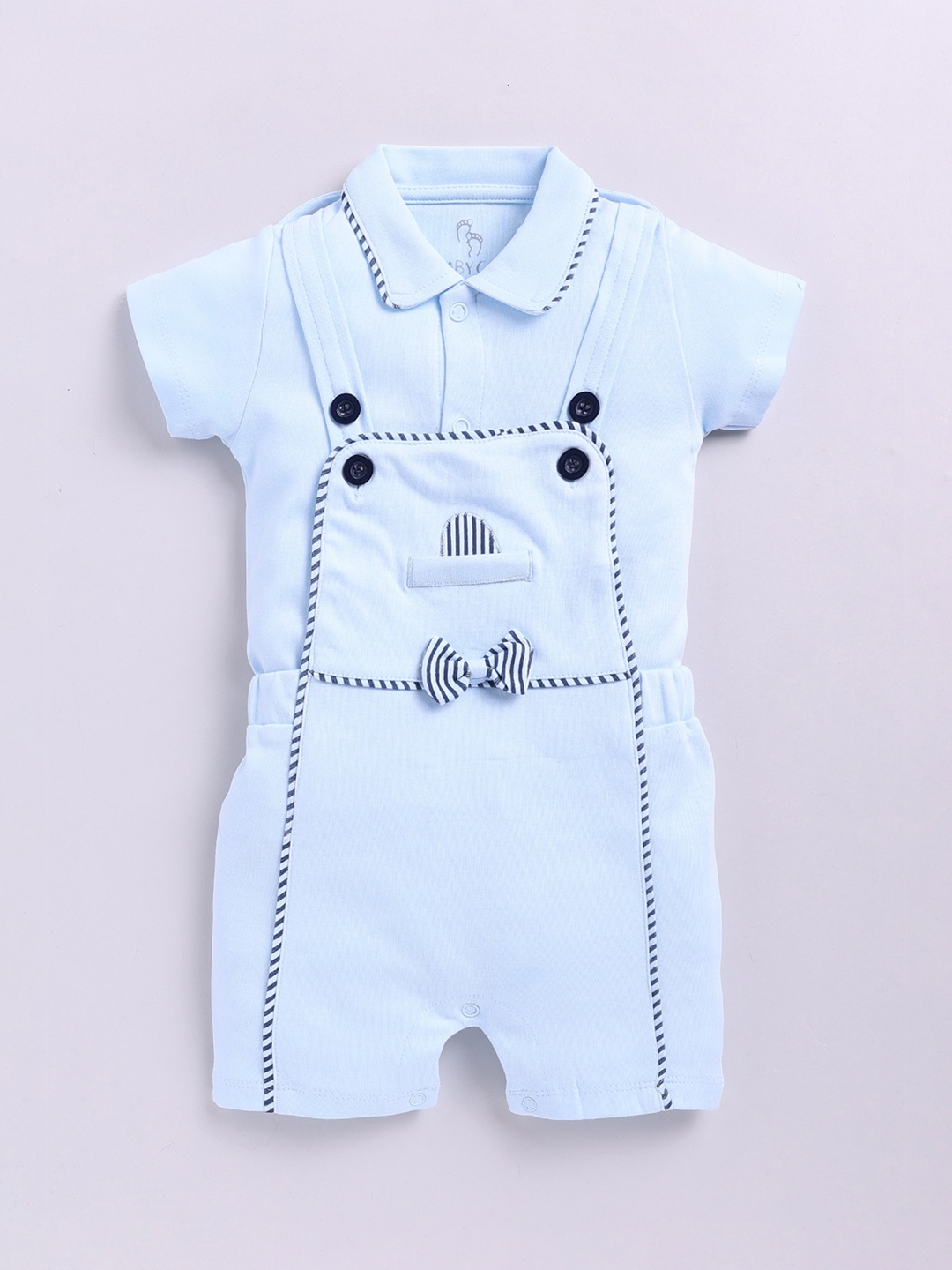 

BABY GO Infant Boys Pure Cotton Dungaree with T-shirt, Blue