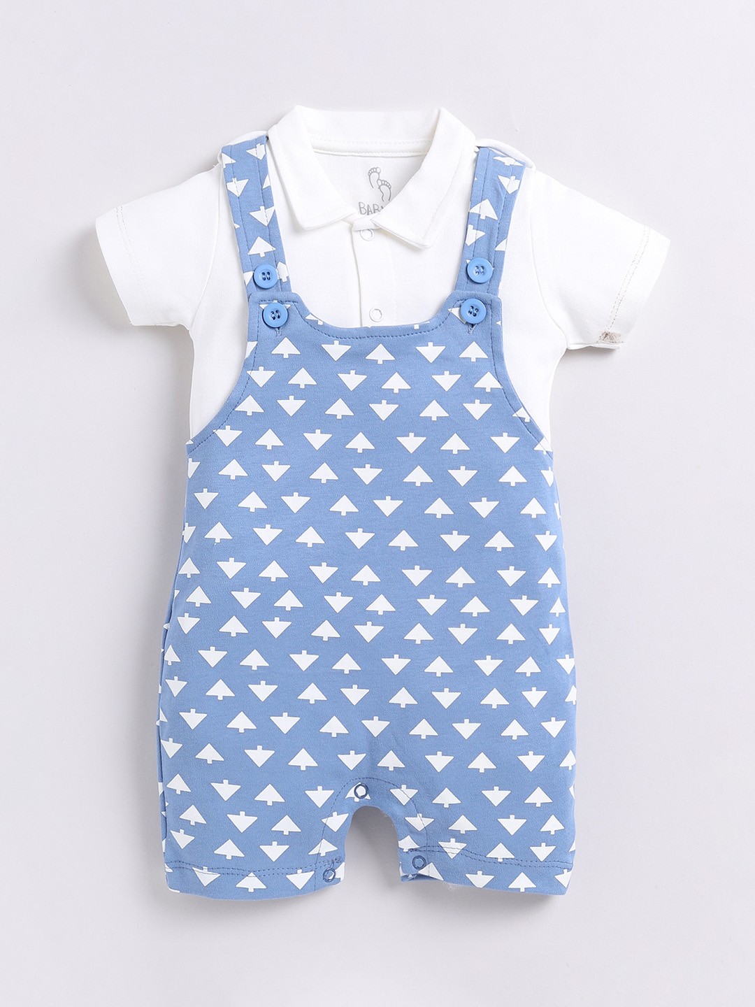

BABY GO Infant Boys Graphic Printed Cotton Dungaree with T-shirt, Blue
