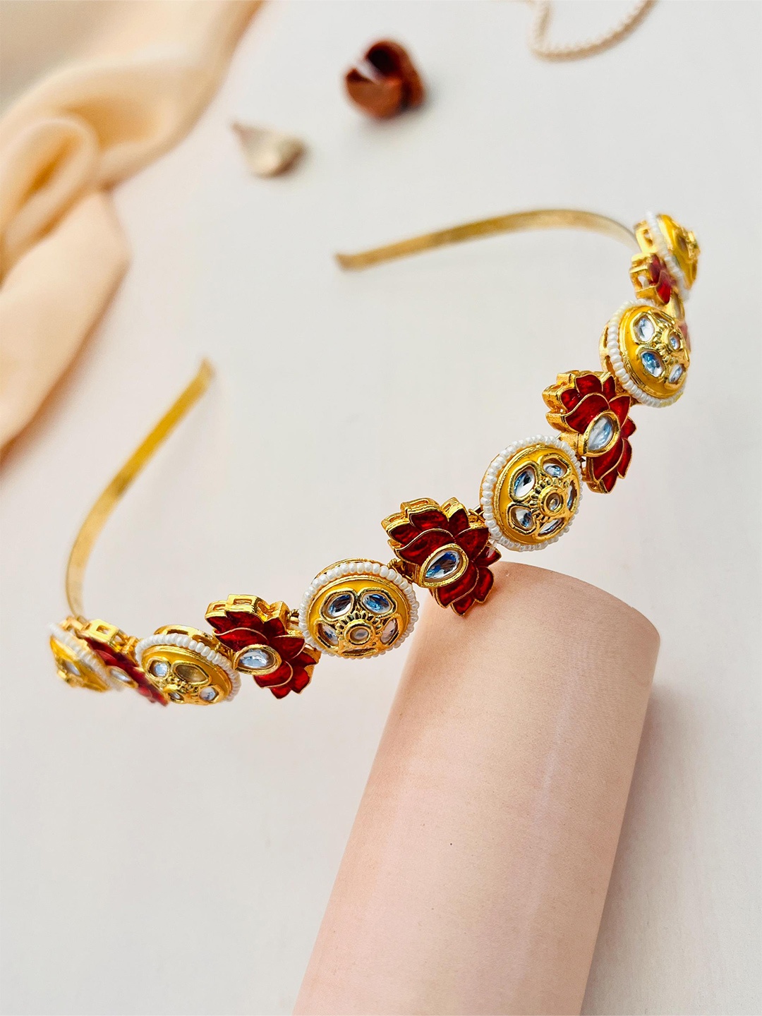 

ABDESIGNS Gold Plated Kundan-Studded Hairband