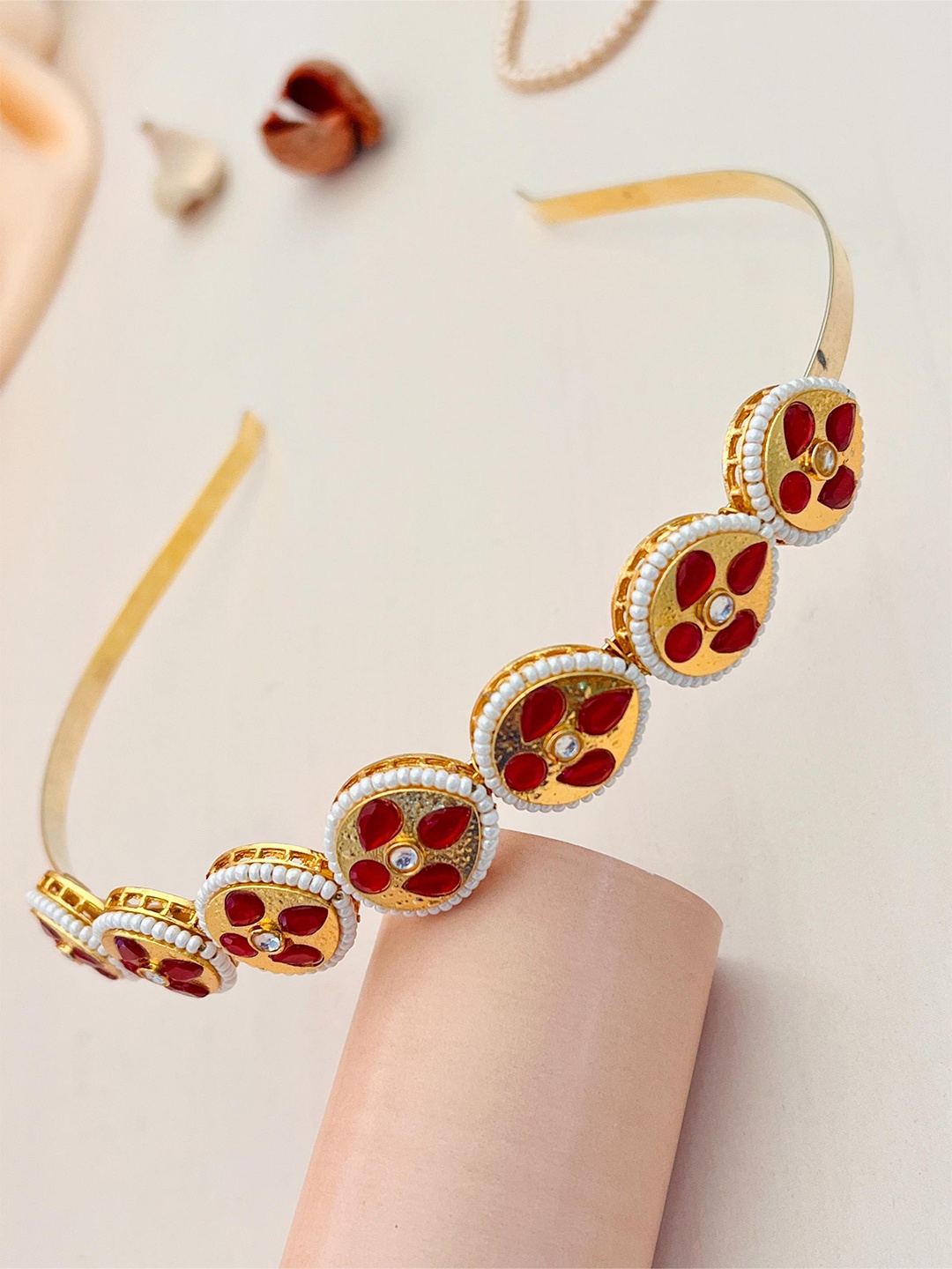 

ABDESIGNS Gold Plated Kundan-Studded Hairband