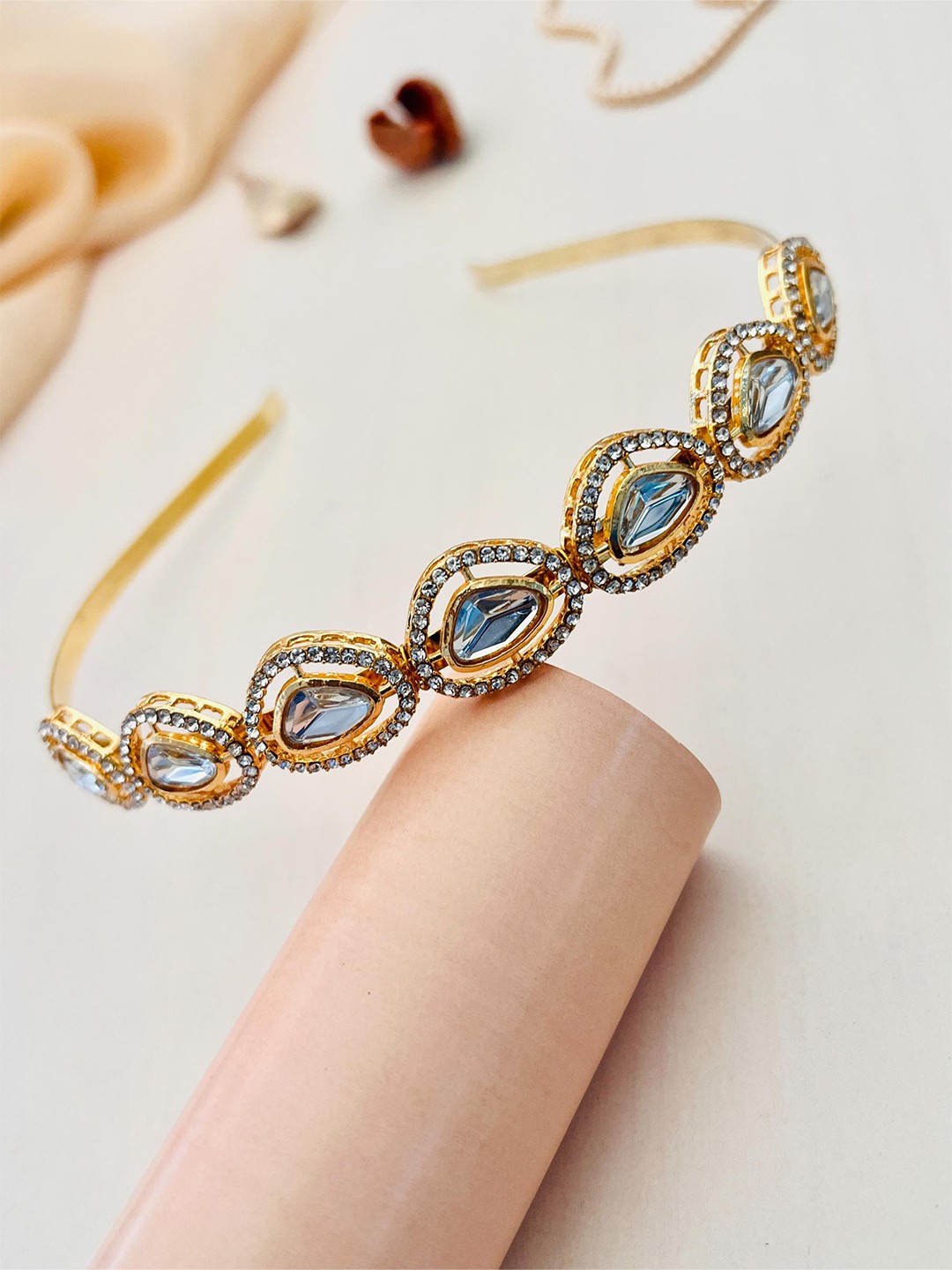 

ABDESIGNS Gold Plated Kundan-Studded Hairband