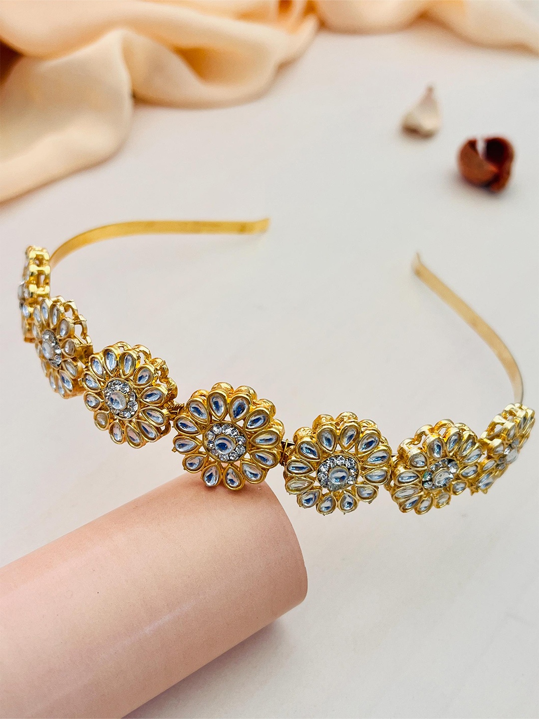 

ABDESIGNS Gold Plated Kundan-Studded Hairband