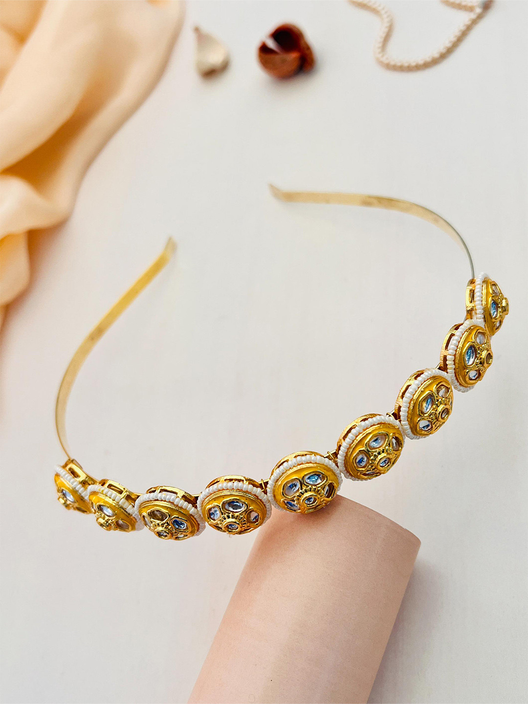 

ABDESIGNS Gold Plated Kundan-Studded Hairband