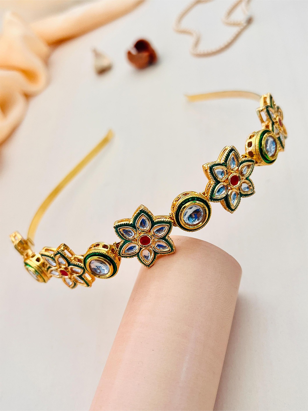

ABDESIGNS Gold Plated Kundan-Studded Hairband