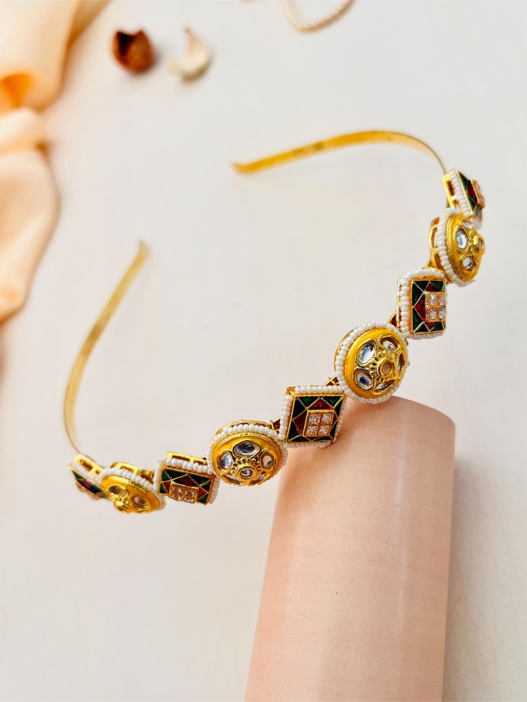 

ABDESIGNS Gold Plated Kundan-Studded Hairband