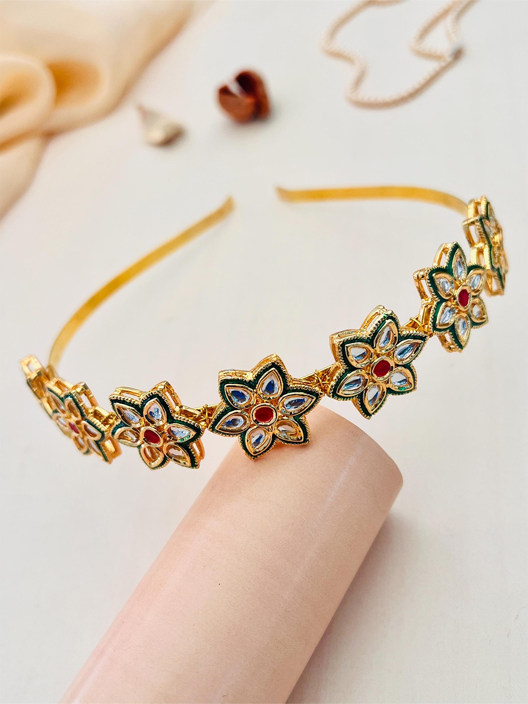 

ABDESIGNS Gold Plated Kundan-Studded Hairband