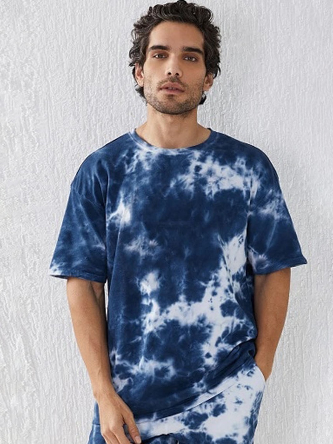 

FINIVO FASHION Men Printed T-shirt With Shorts, Navy blue