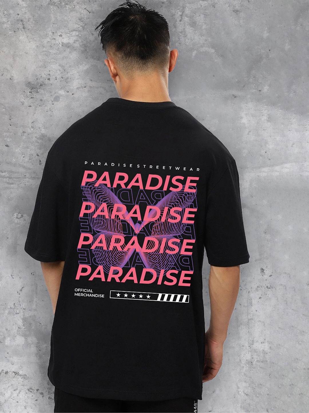 

fanideaz Typography Printed Round Neck Oversized Cotton T-shirt, Black