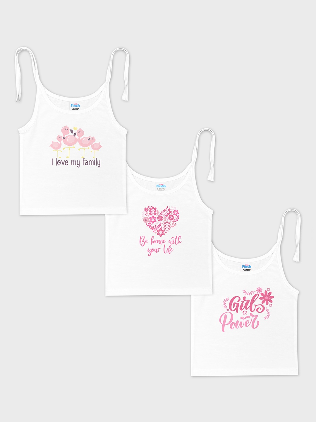 

BAESD Infant Girls Pack Of 3 Pure Cotton Sleeveless Jablas LF0052 Pink Girls print, White