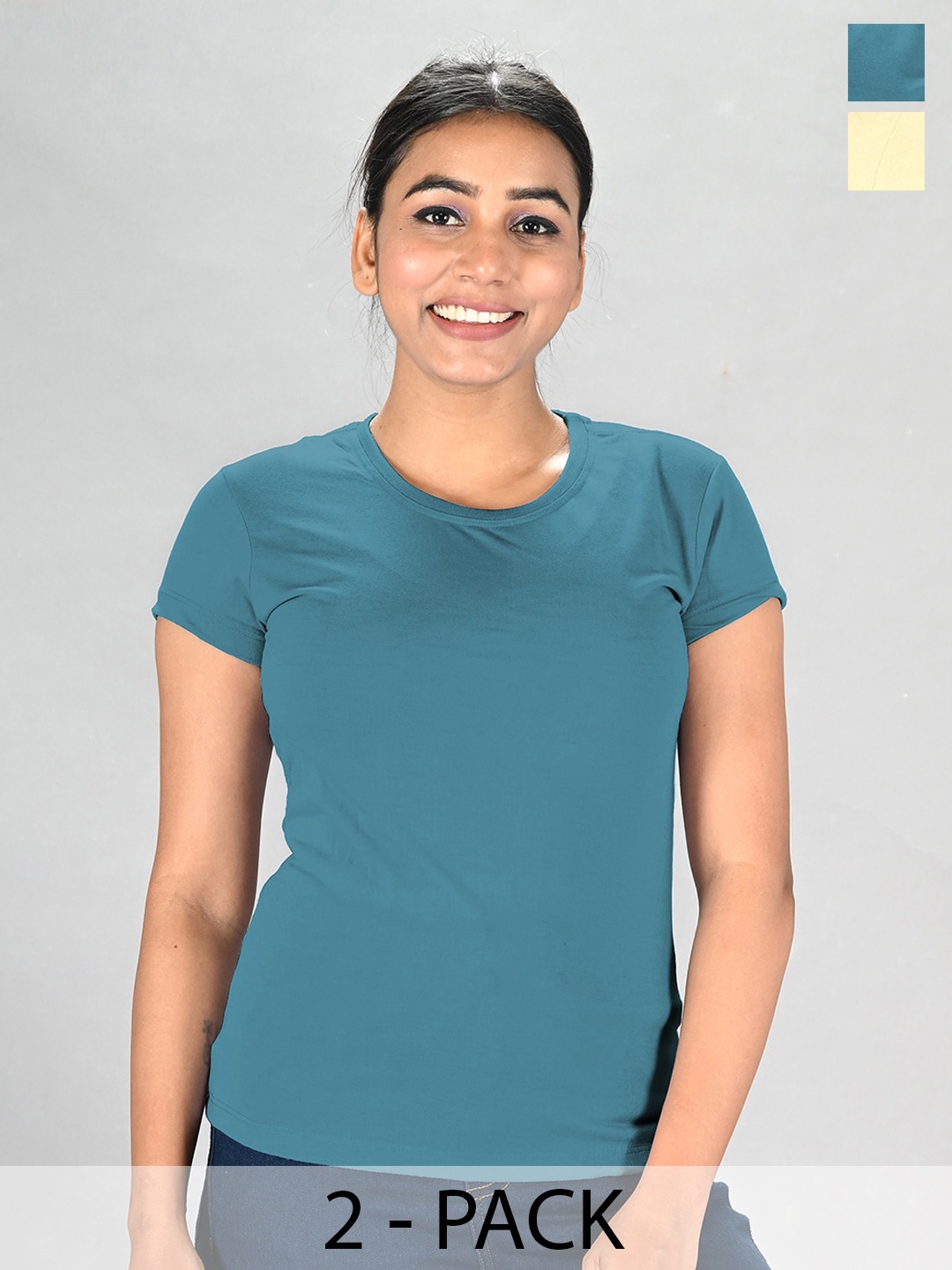 

LUX NITRO Pack of 2 Round Neck Short Sleeves Regular Fit T-shirt, Yellow