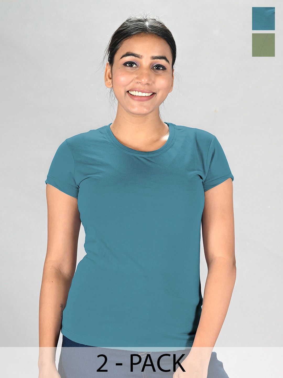 

LUX NITRO Pack of 2 Round Neck T-shirt, Olive