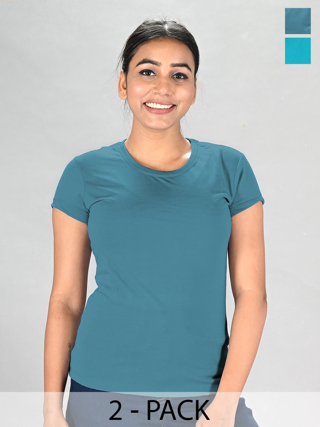 

LUX NITRO Pack of 2 Round Neck T-shirt, Turquoise blue