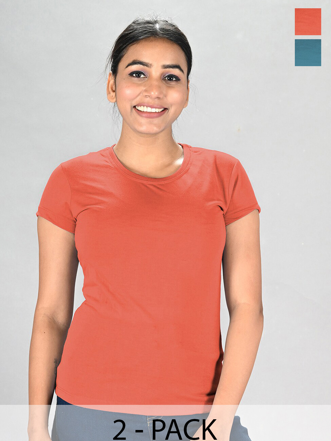 

LUX NITRO Pack Of 2 Round Neck T-shirt, Coral