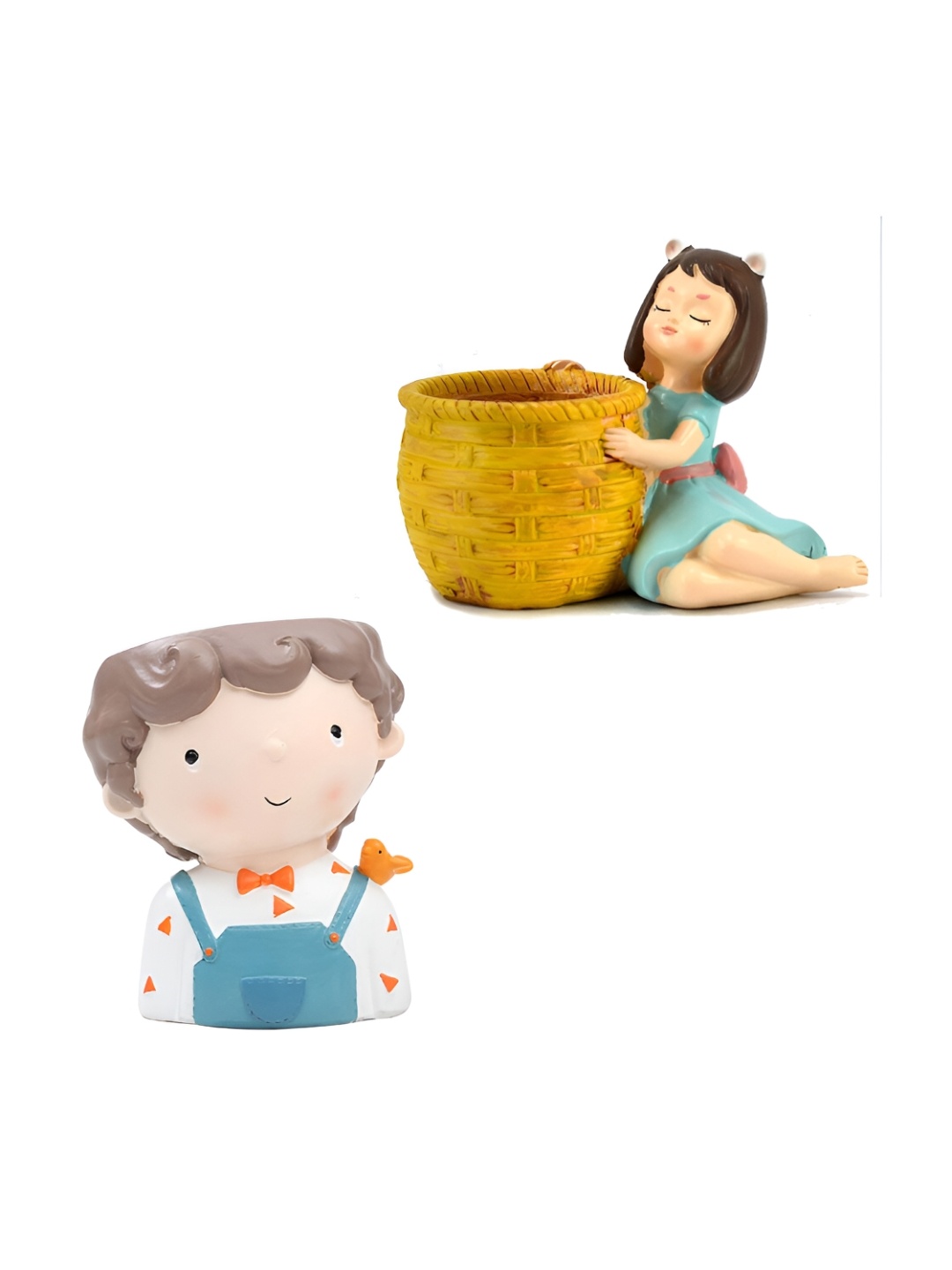 

WENS White & Orange 2 Pieces Baby Girl & Baby Boy Resin Succulent Flower Planters