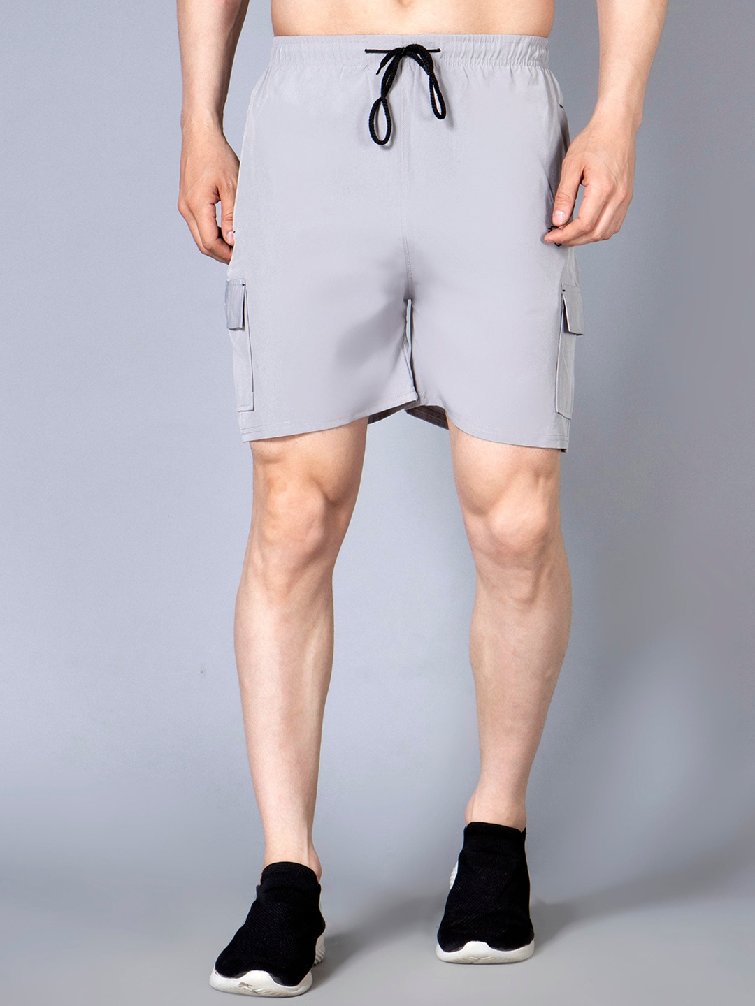 

WE PERFECT Men Mid-Rise Cargo Shorts, Grey
