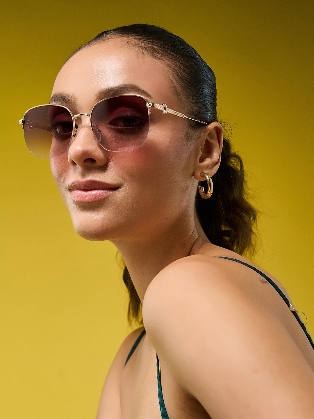 

HASHTAG EYEWEAR Women Square Sunglasses with UV Protected Lens, Brown
