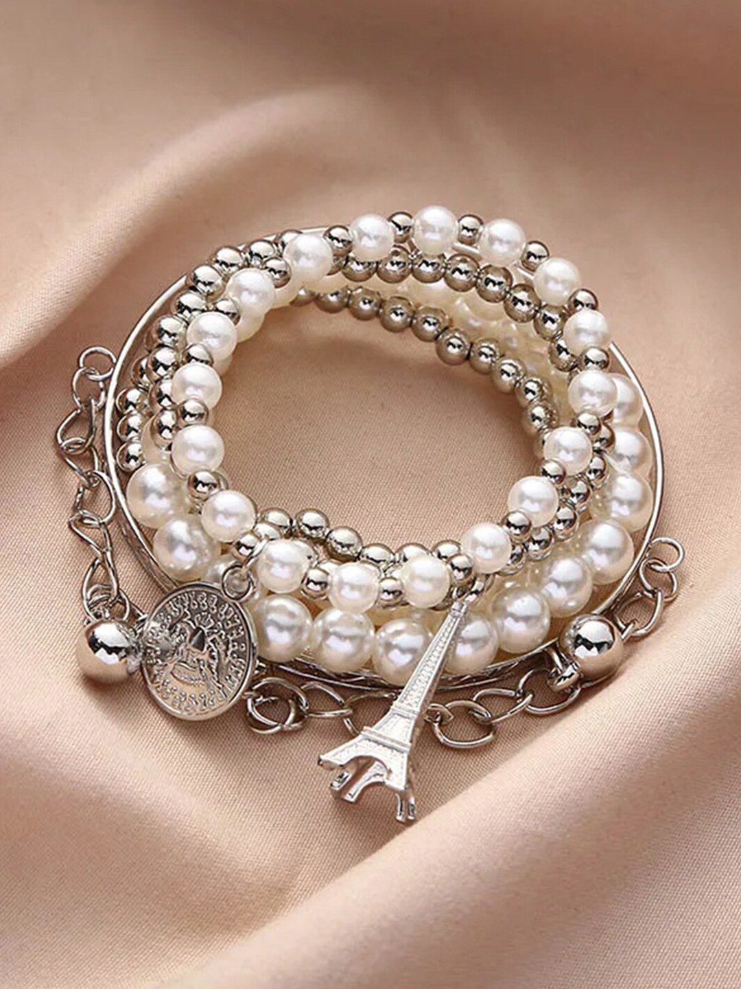 

DressBerry Silver-Toned Set Of 6 Silver-Plated Bracelet