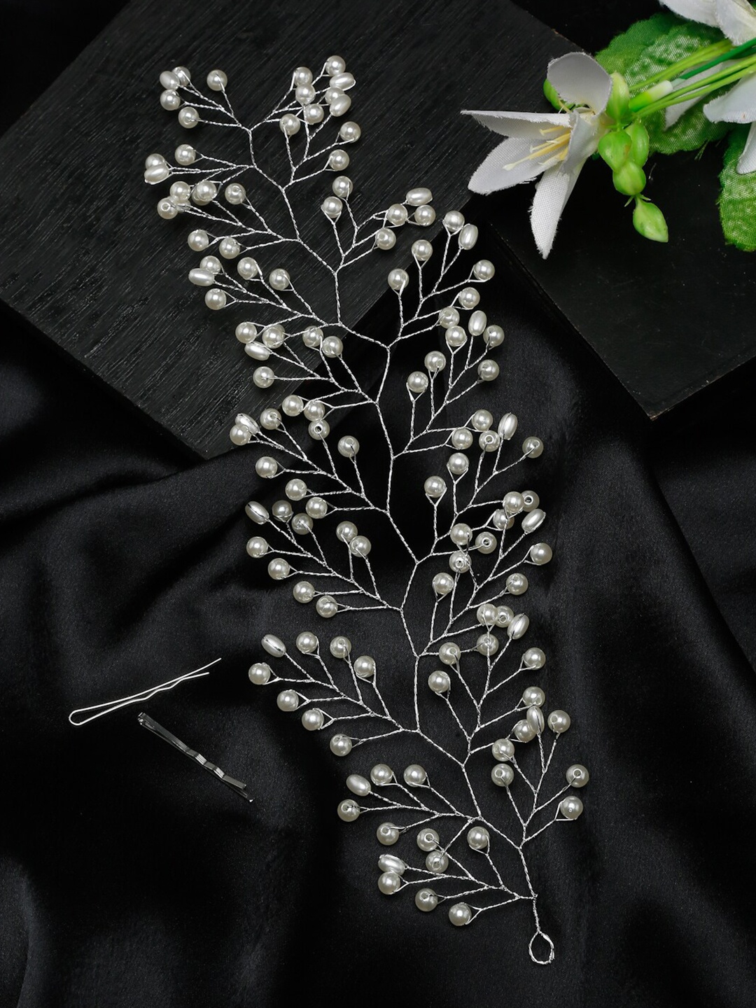 

DressBerry Women White Beaded Floral Shape Tiara