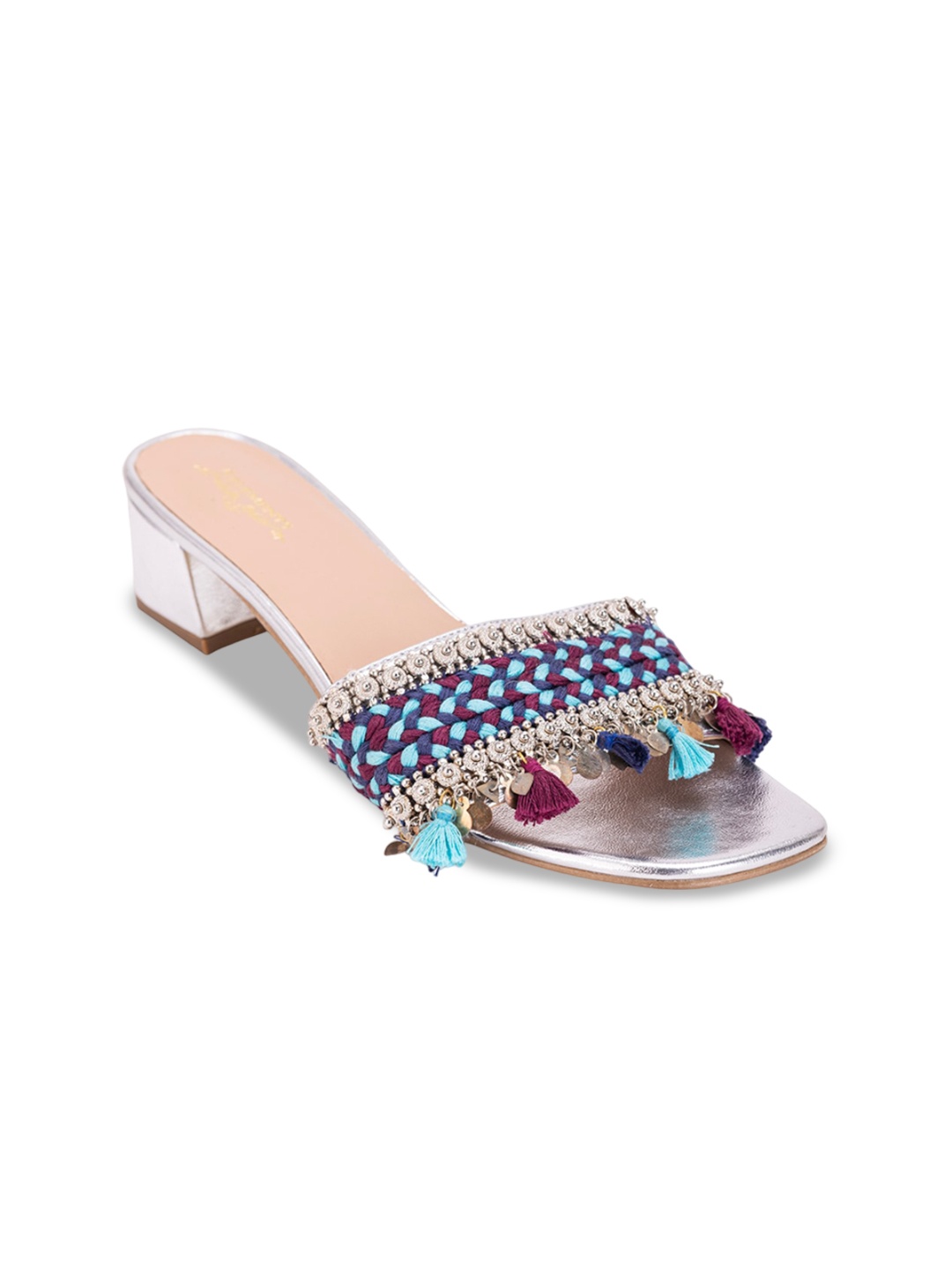 

5 ELEMENTS Embellished Open Toe Block Heels, Gold