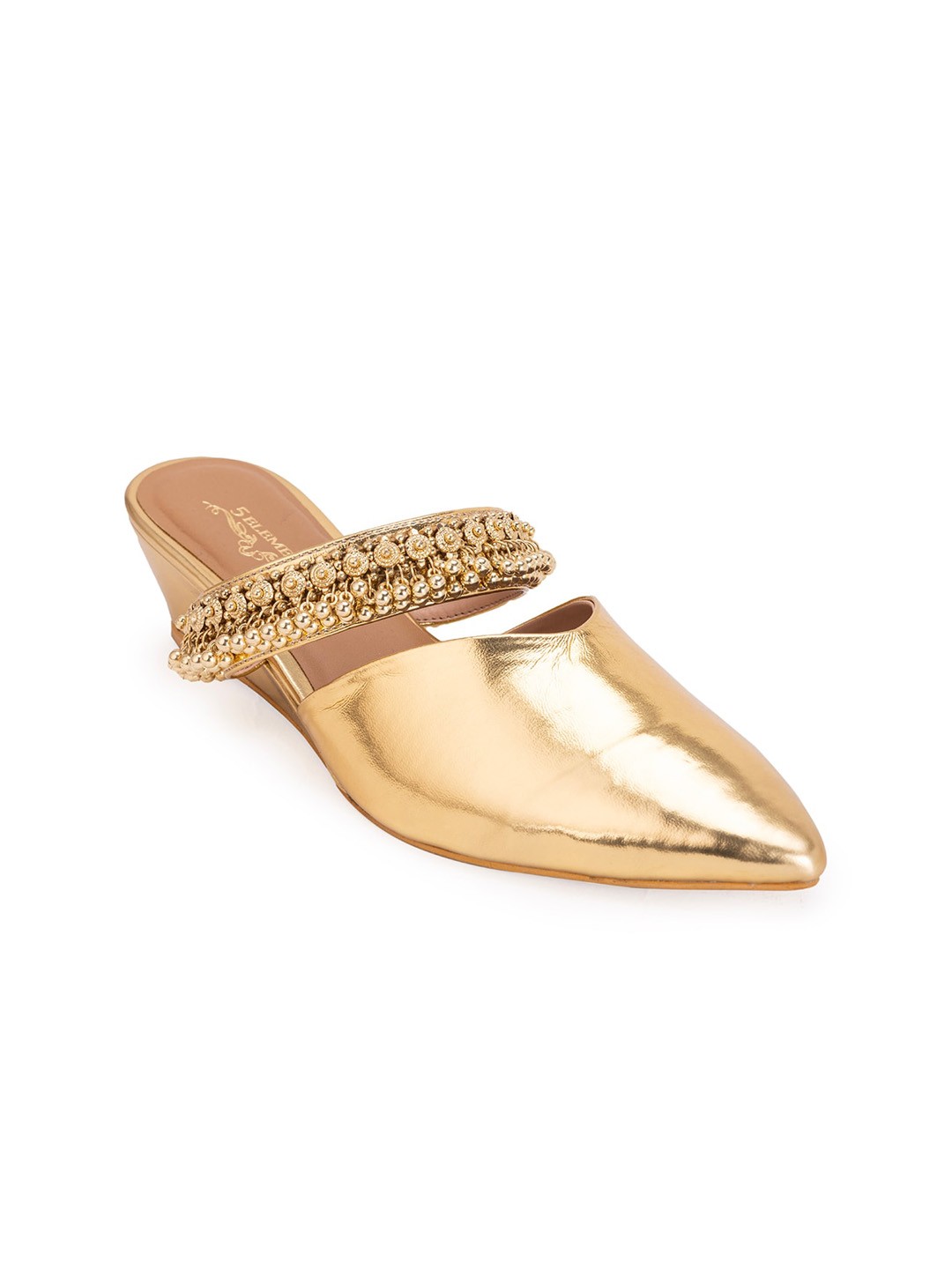 

5 ELEMENTS Embellished Pointed Toe Mules, Gold