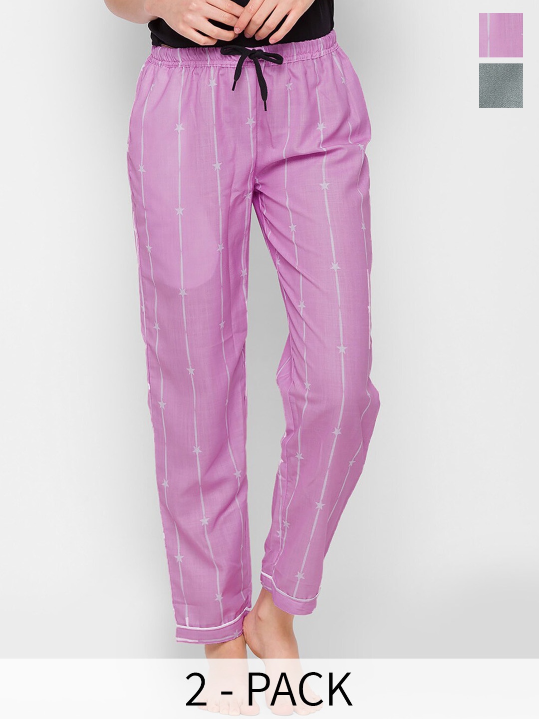 

NOIRA Women Set Of 2 Printed Lounge Pants, Pink