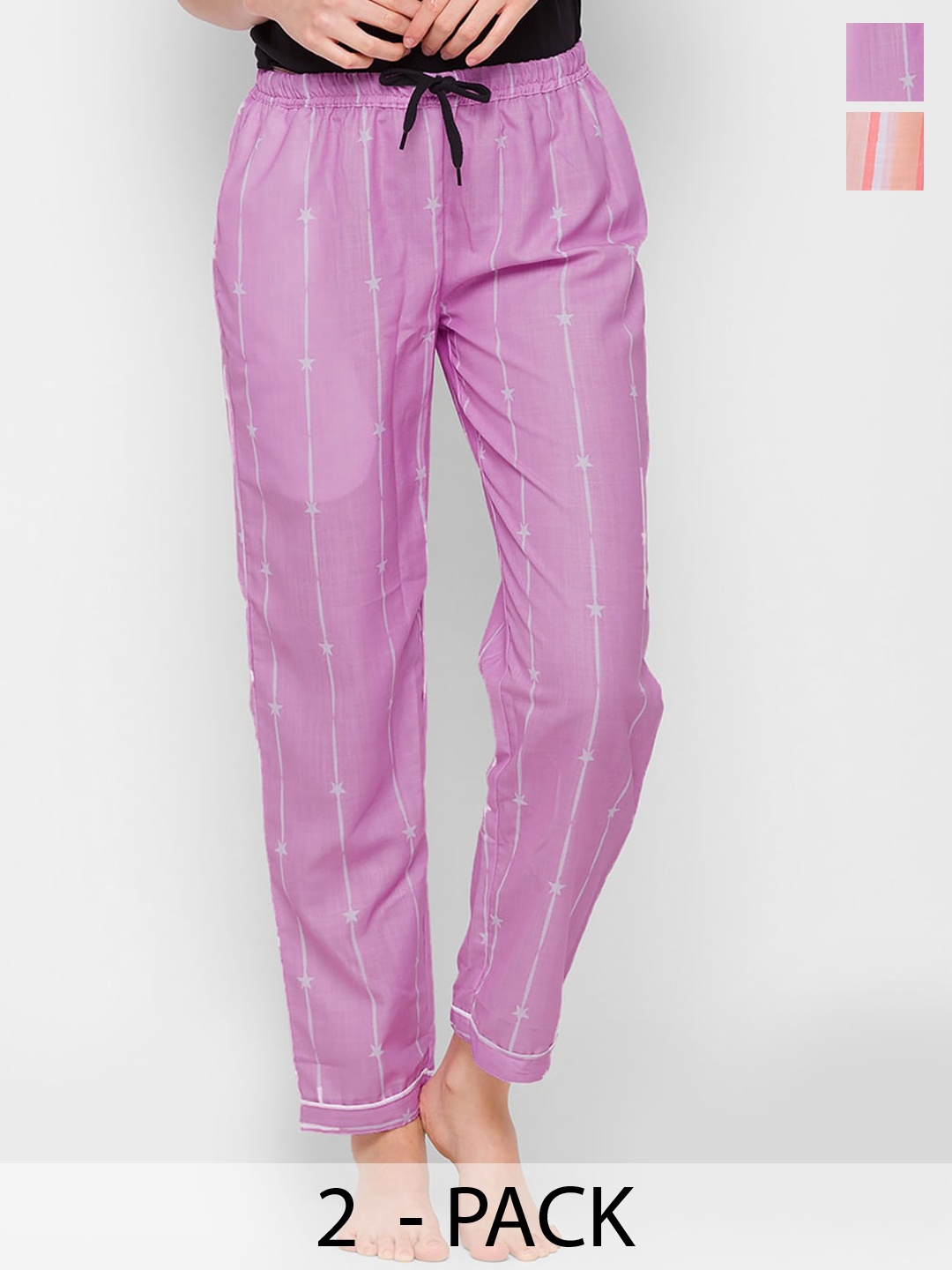 

NOIRA Women Pack Of 2 Printed Straight-Leg Lounge Pants, Pink