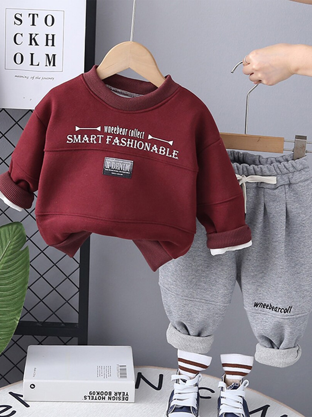 

INCLUD Boys Shirt with Trousers, Maroon