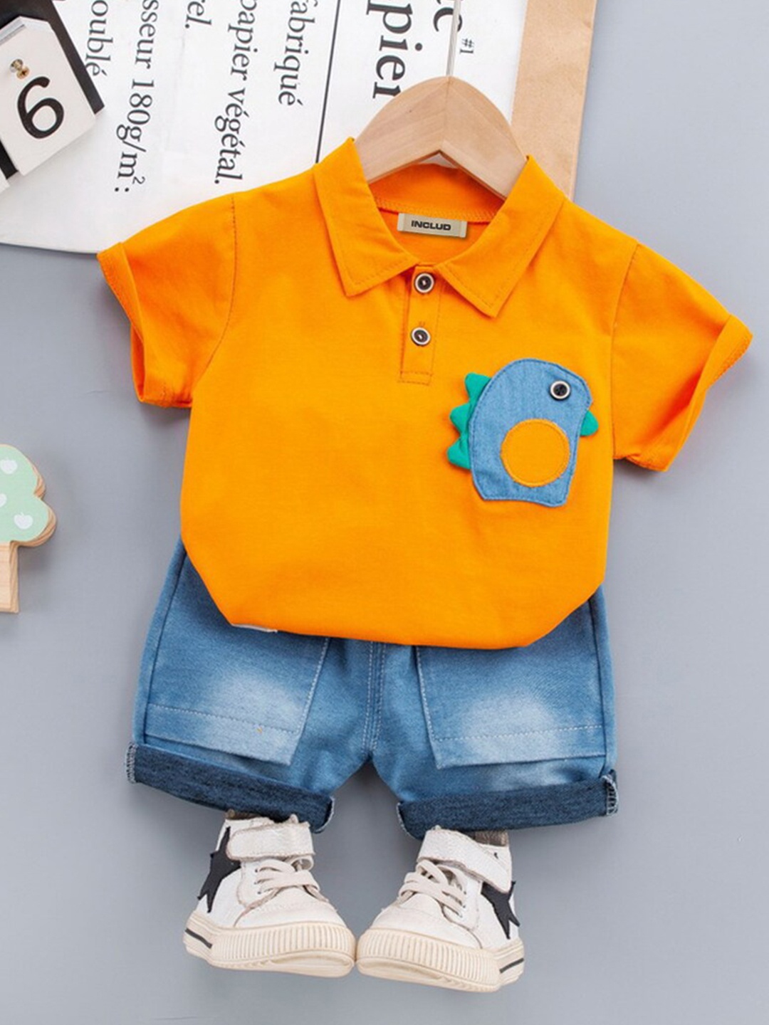 

INCLUD Boys Printed T-shirt with Shorts, Yellow