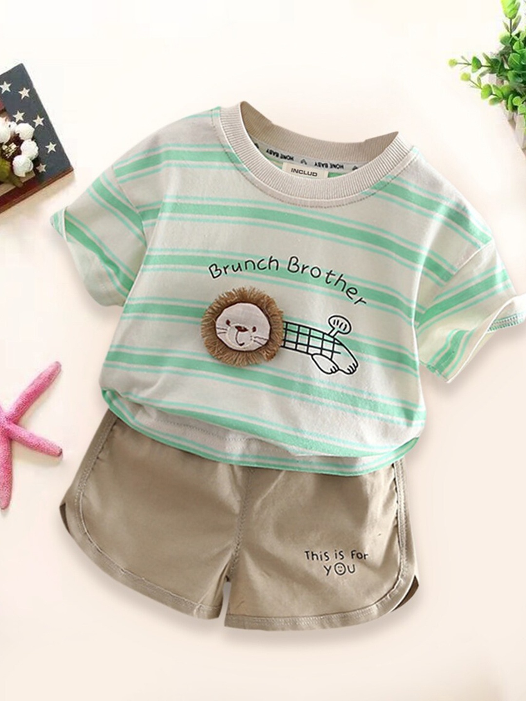 

INCLUD Boys Printed T-shirt with Shorts, Green