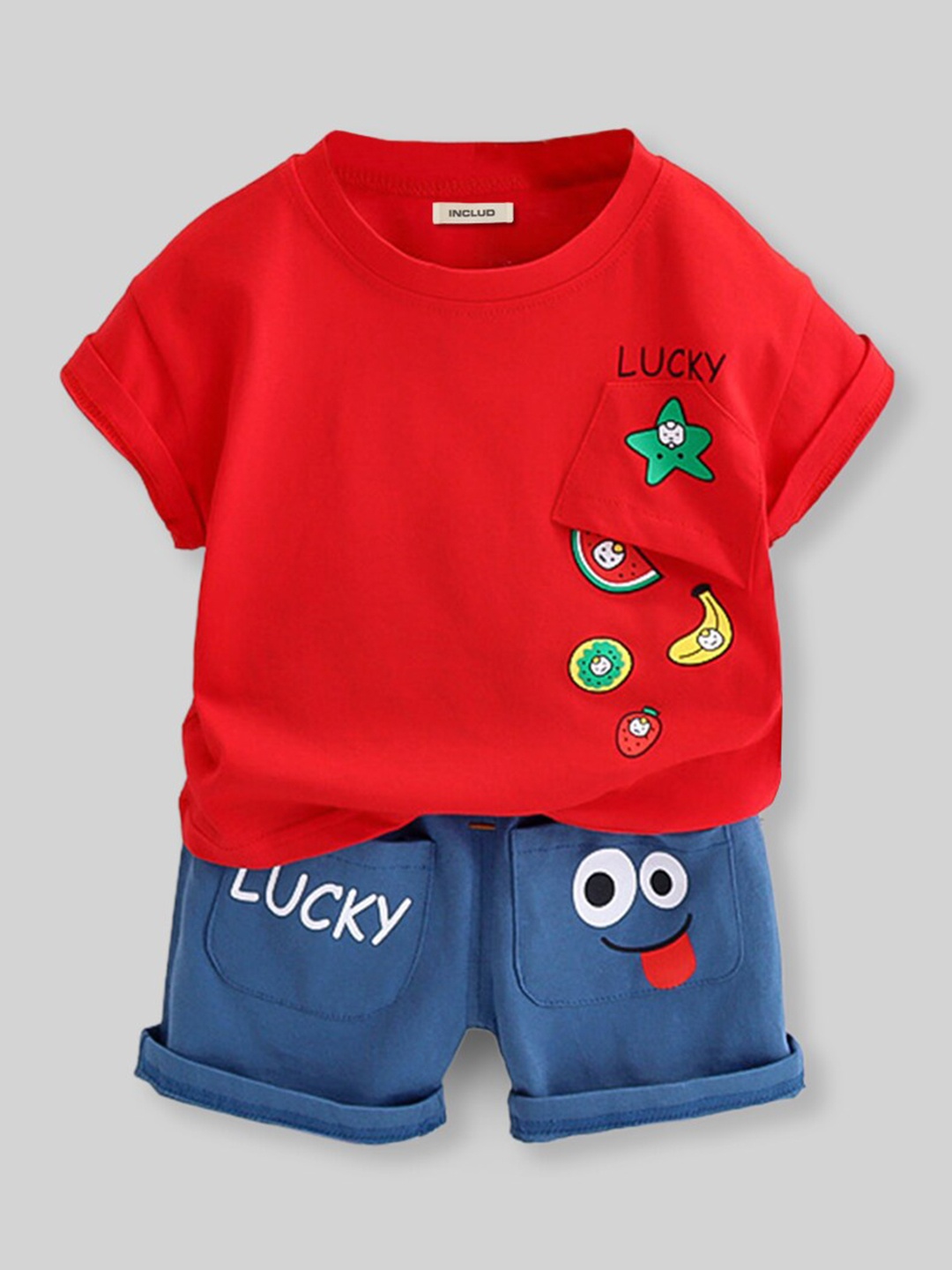 

INCLUD Boys Graphic Printed T-shirt with Shorts, Red