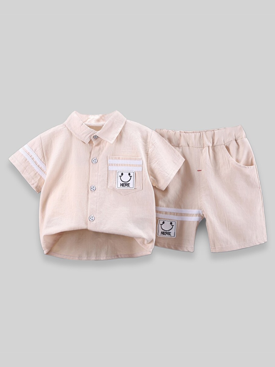 

INCLUD Infant Boys Printed Shirt with Shorts, Beige
