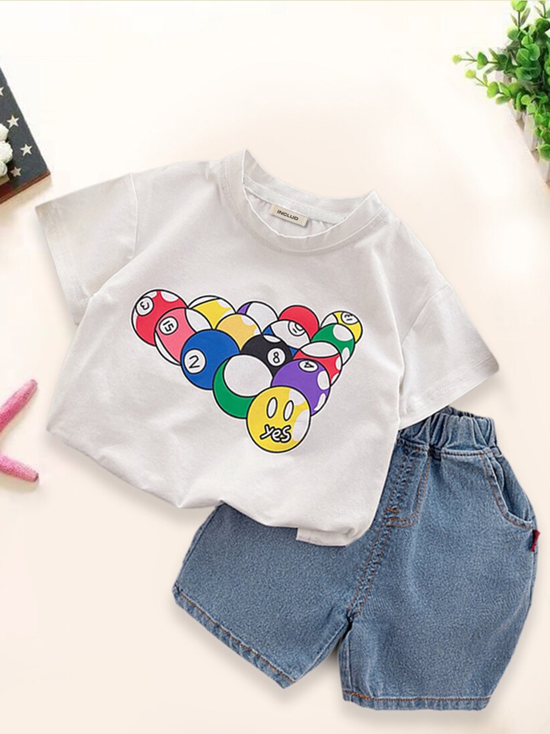 

INCLUD Boys Printed T-Shirt with Shorts, White