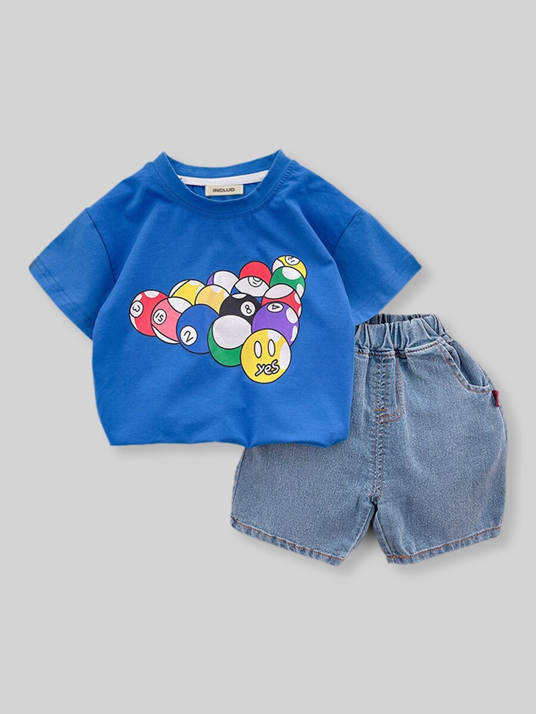 

INCLUD Boys Printed Top With Shorts, Blue