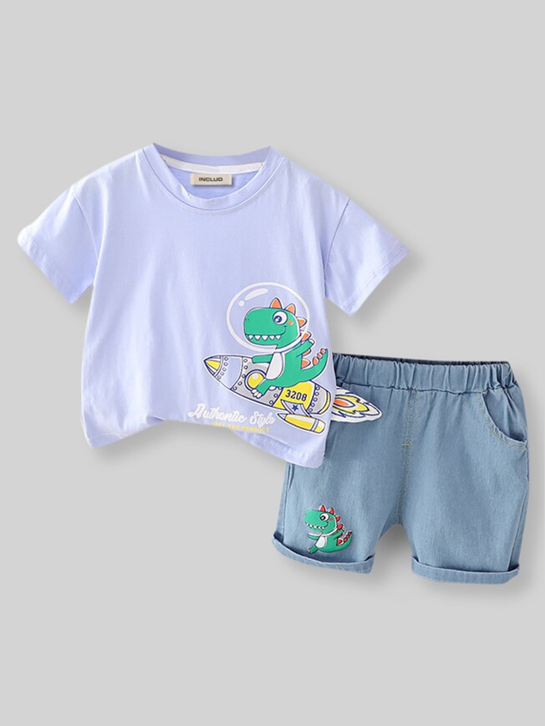 

INCLUD Infant Boys Printed T-shirt with Shorts, Blue