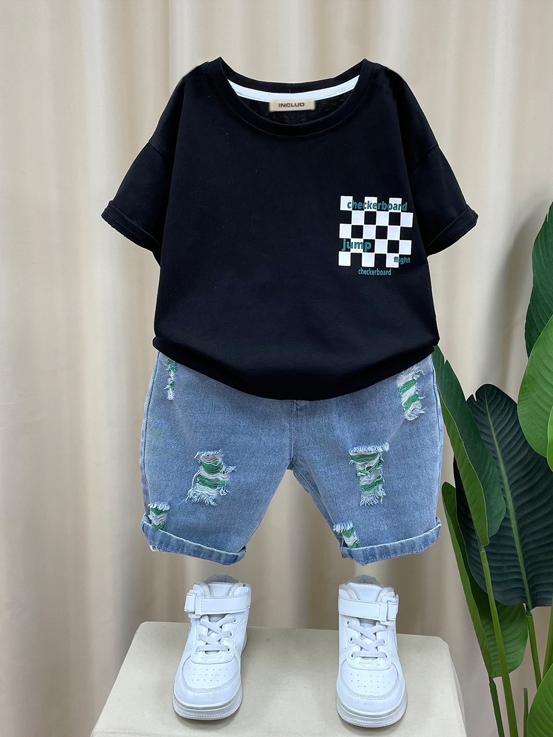 

INCLUD Boys Top with Shorts, Black
