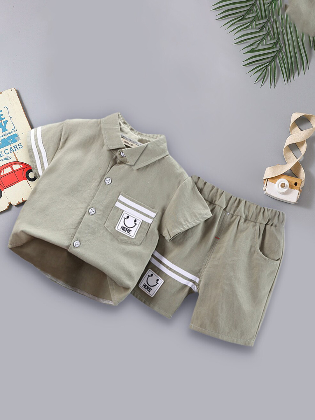 

INCLUD Boys Shirt with Shorts, Green