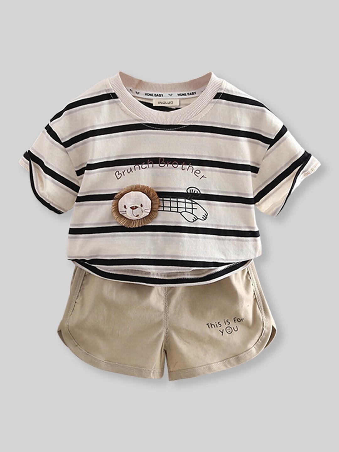 

INCLUD Boys Striped Top With Shorts, Black