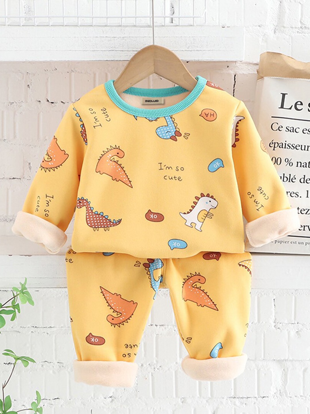 

INCLUD Infant Boys Printed Sweatshirt with Joggers, Yellow