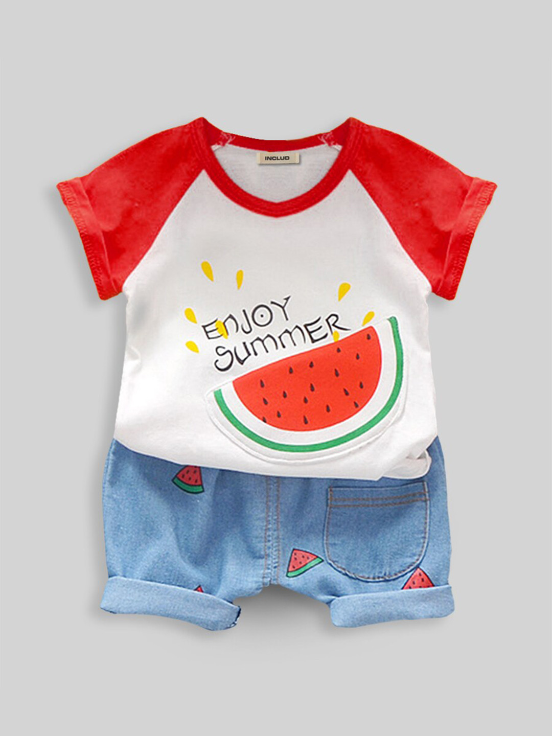 

INCLUD Boys Printed T-shirt with Shorts, Red