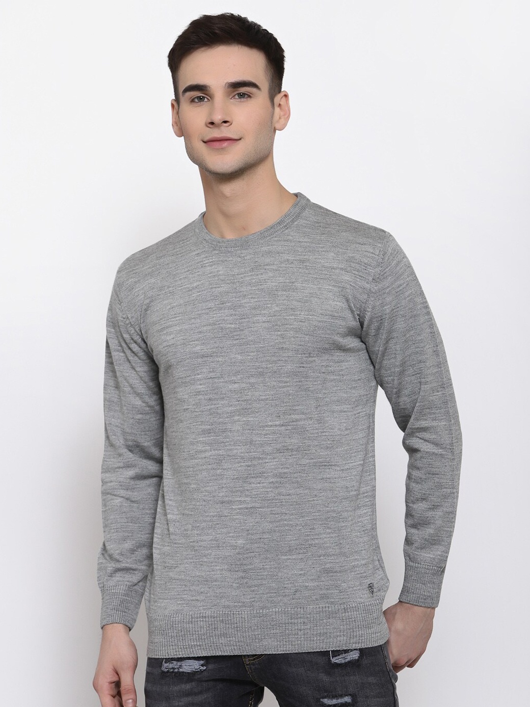 

513 Round Neck Acrylic Pullover, Grey