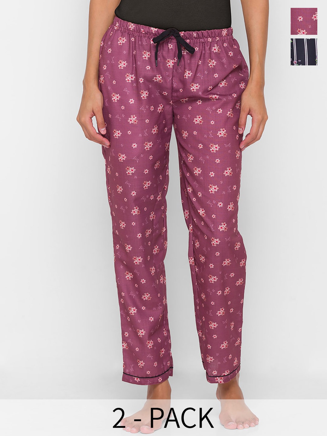 

NOIRA Women Pack Of 2 Printed Lounge Pants, Mauve